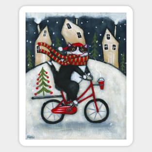 Tuxie Wintery Bicycle Ride Sticker